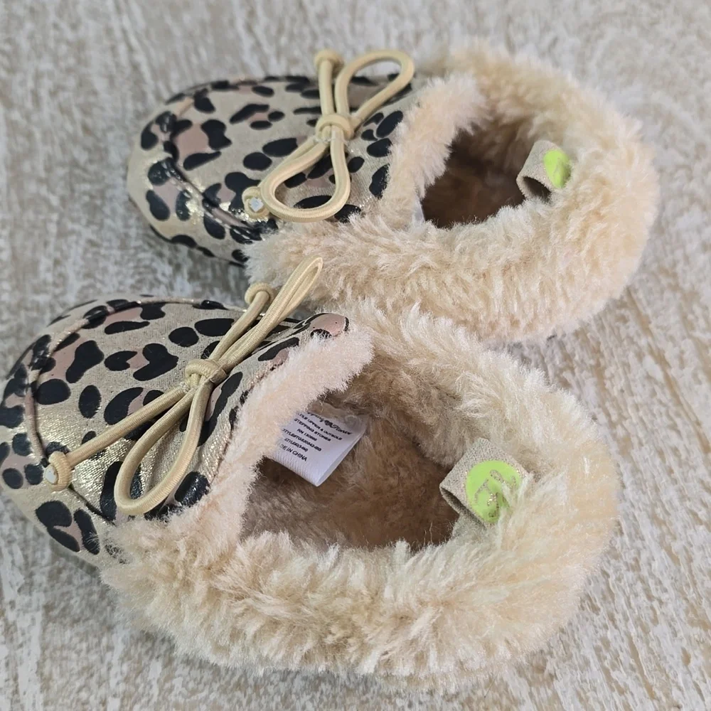 Stepping Stones Baby Leopard Faux Fur Slippers 3/6 months